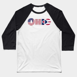 Ohio State flag/ American flag logo Baseball T-Shirt